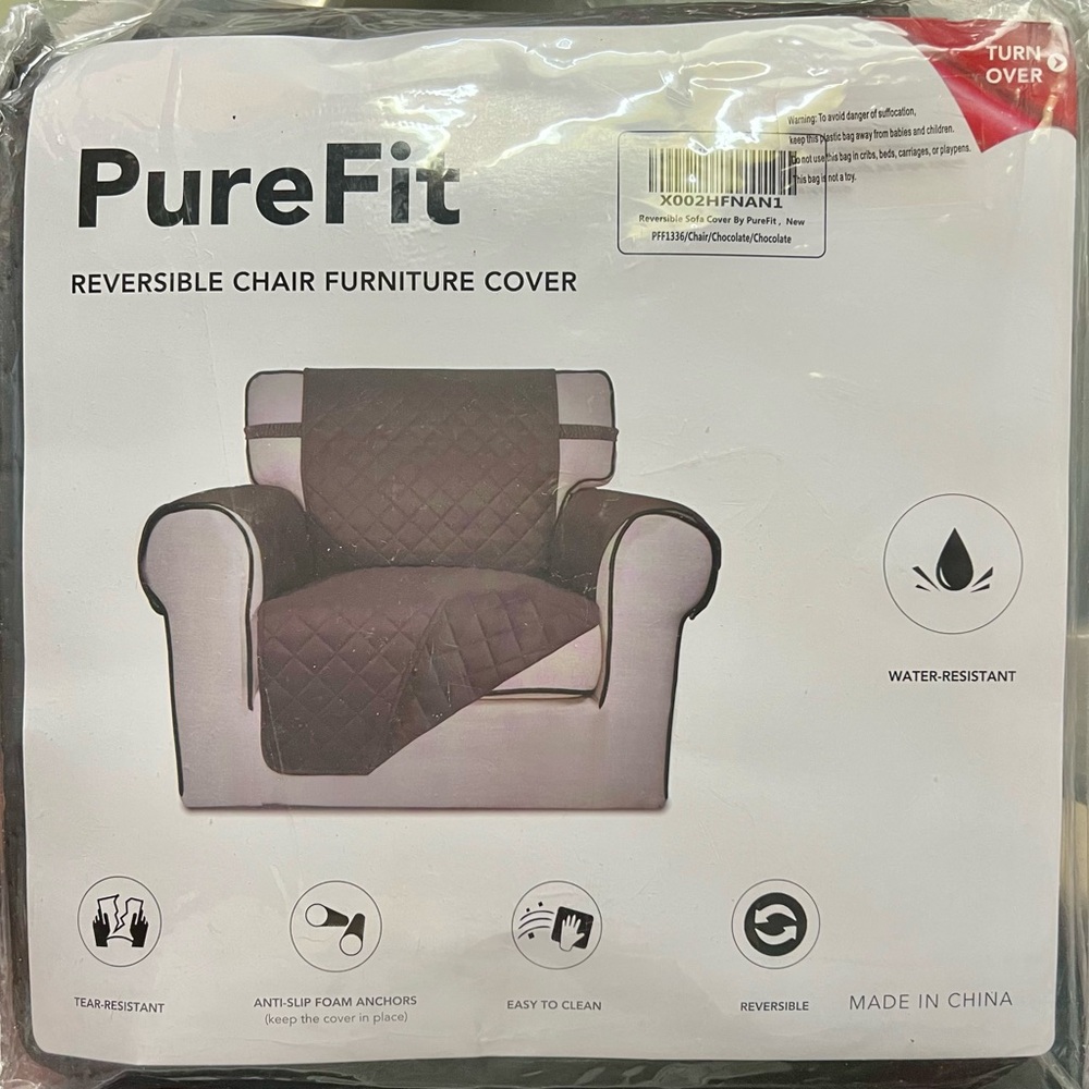 Purefit Reversible Waterproof Chair Furniture Cover Chocolate color